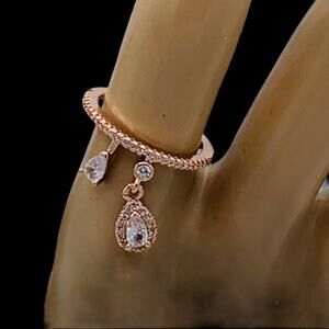 Plated  Cubic zirconia drop ring band New ring rose‎ gold